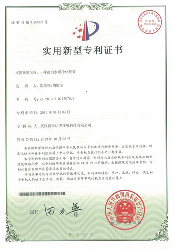 本实用新型是一种模仿原生态物质的循环自净功能、利用“体外肾透析”模式对湖泊水质进行封闭循环净化的装置，该装置保证了出水的生物活性和生态安全，既能提高水体的自我净化能力，又能使水体保持生态性平衡。